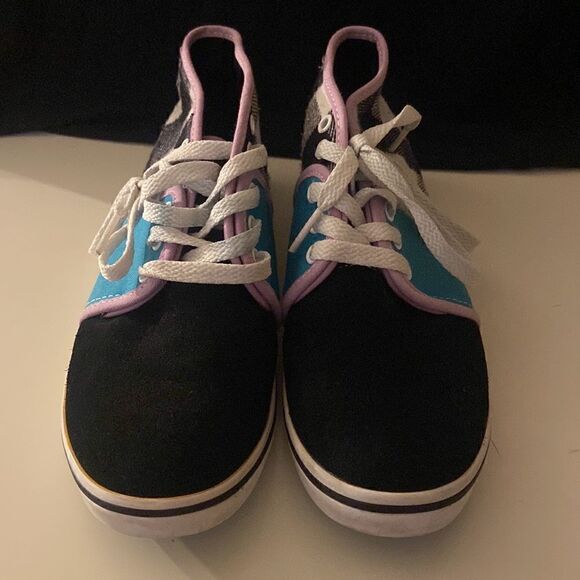 Vans Camryn Black/White Plaid, Turquoise and Purple Trim Womens Size 7 - Picture 2 of 11
